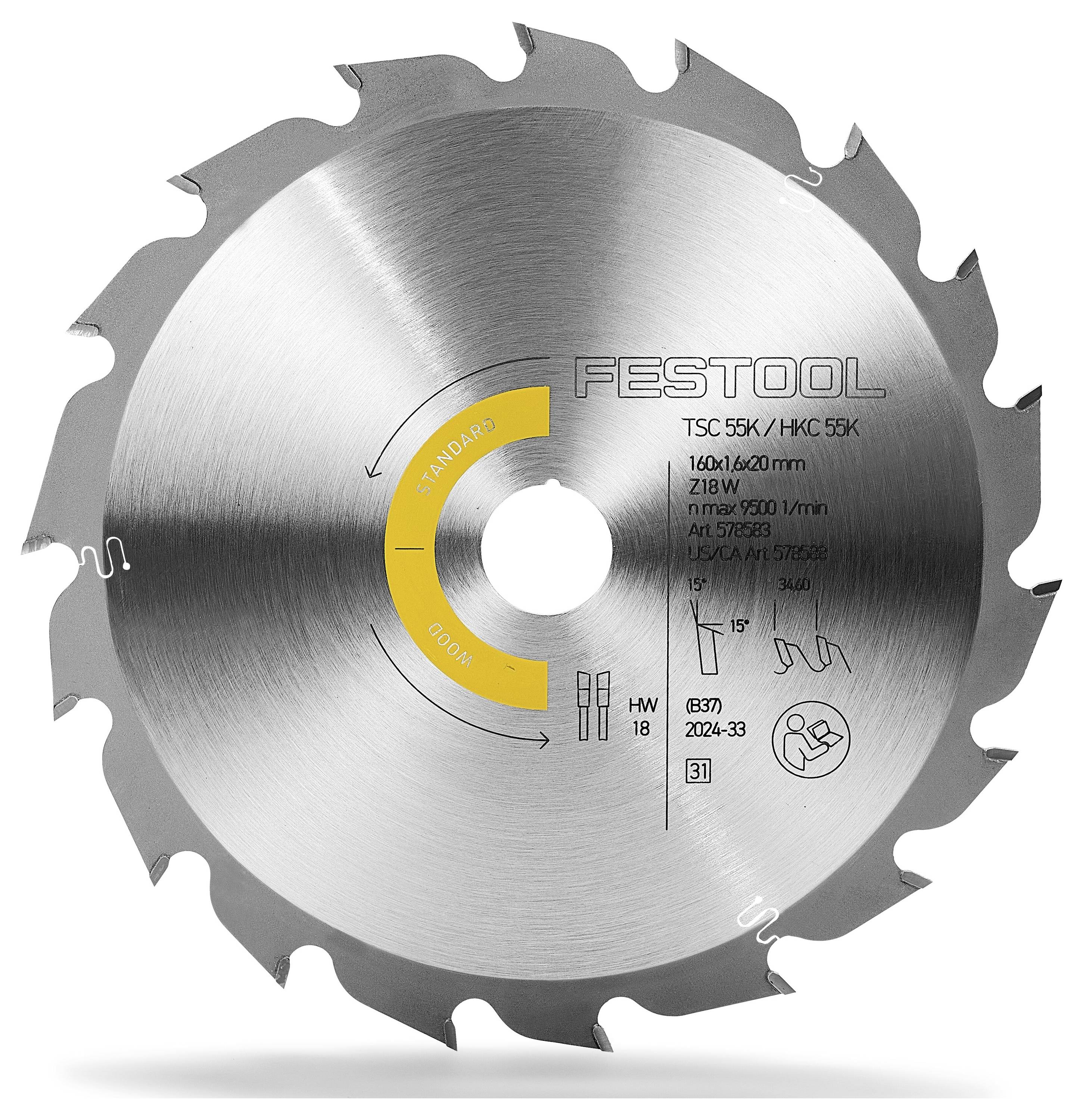 Festool HW 160x1,6x20 W18 578583 Kreissägeblatt 160 x 20 x 1.10mm Zähneanzahl: 18 1St.