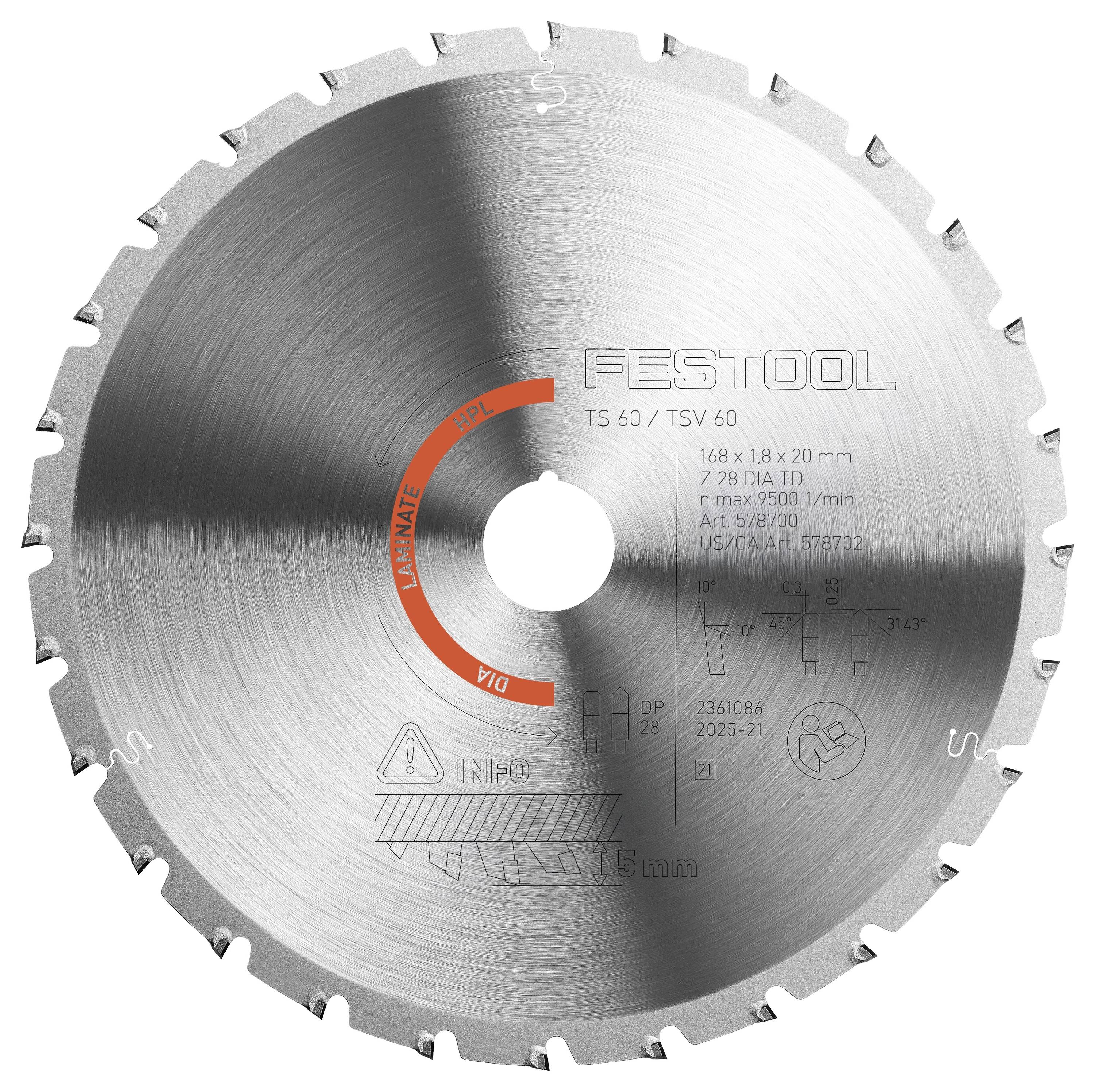 Festool DIA 168x1,8x20 TD28 578700 Diamant Kreissägeblatt 1St.