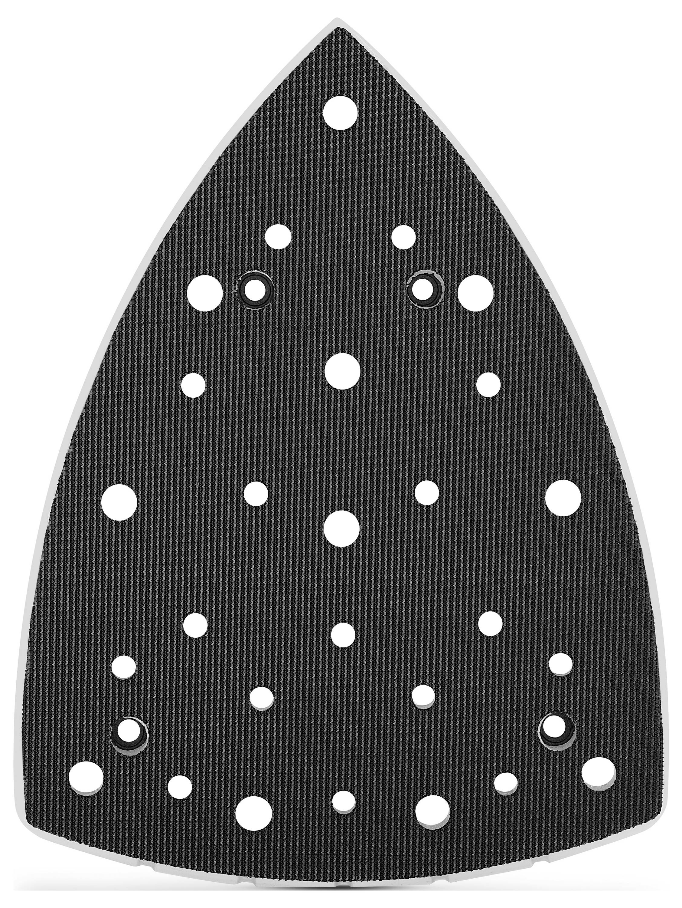 Das Bild zeigt die Grundplatte eines Dampfbügeleisens mit verschieden großen Dampflöchern.