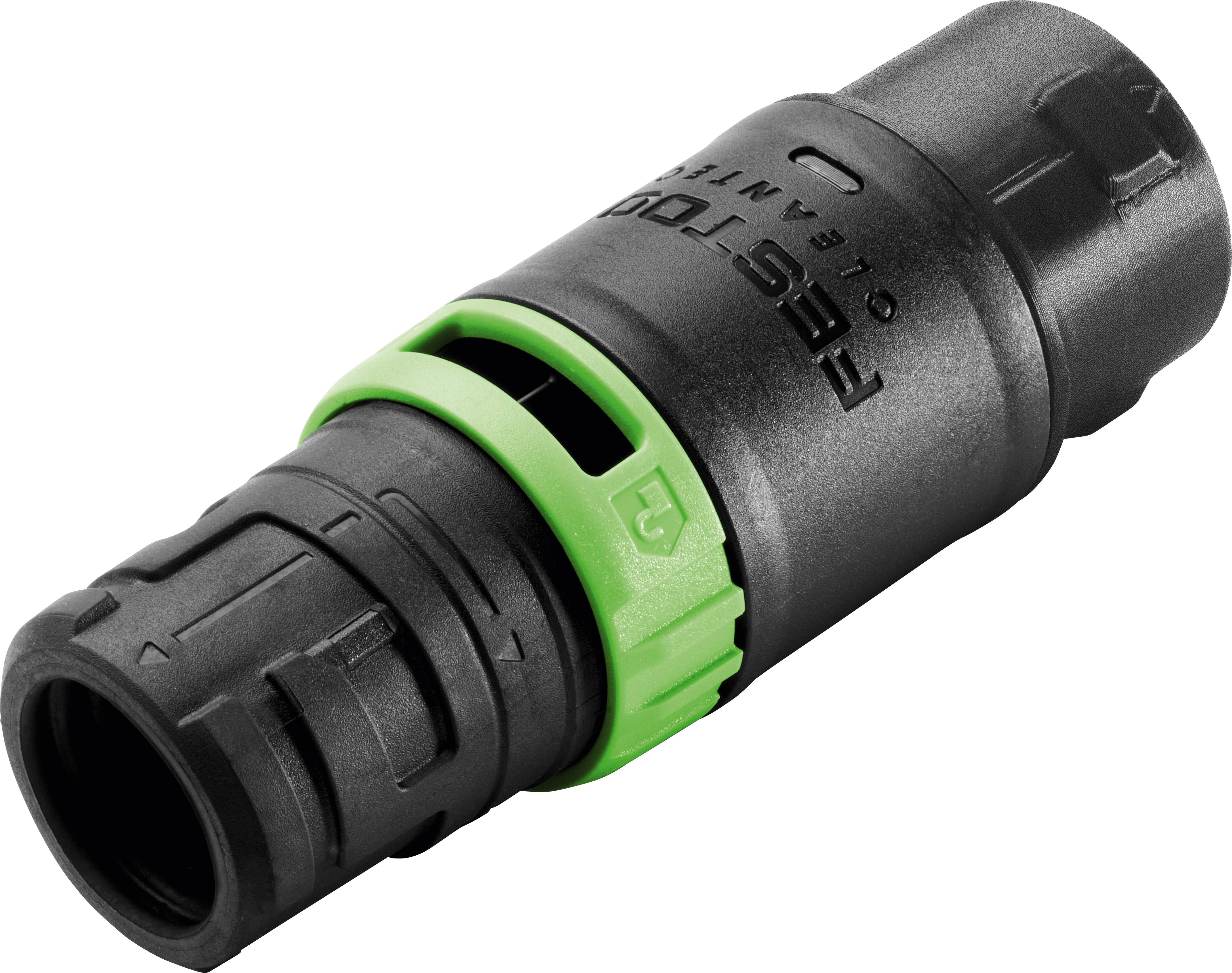 Ein schwarz-grüner zylindrischer Stecker mit der Marke „FESTOOL