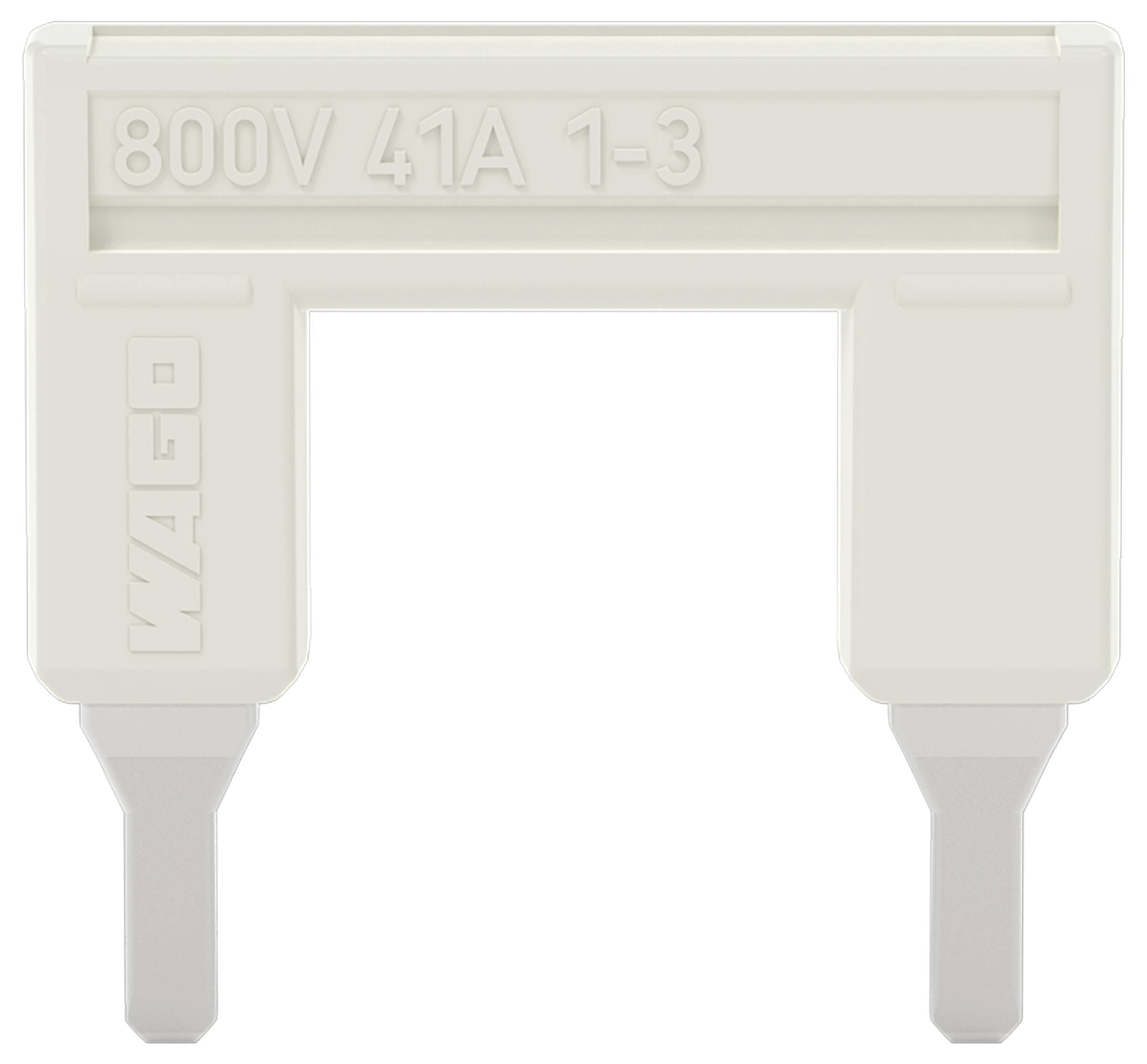 Weißer Elektrischer Stecker mit zwei Stiften, gekennzeichnet mit „800V 41A 1-3