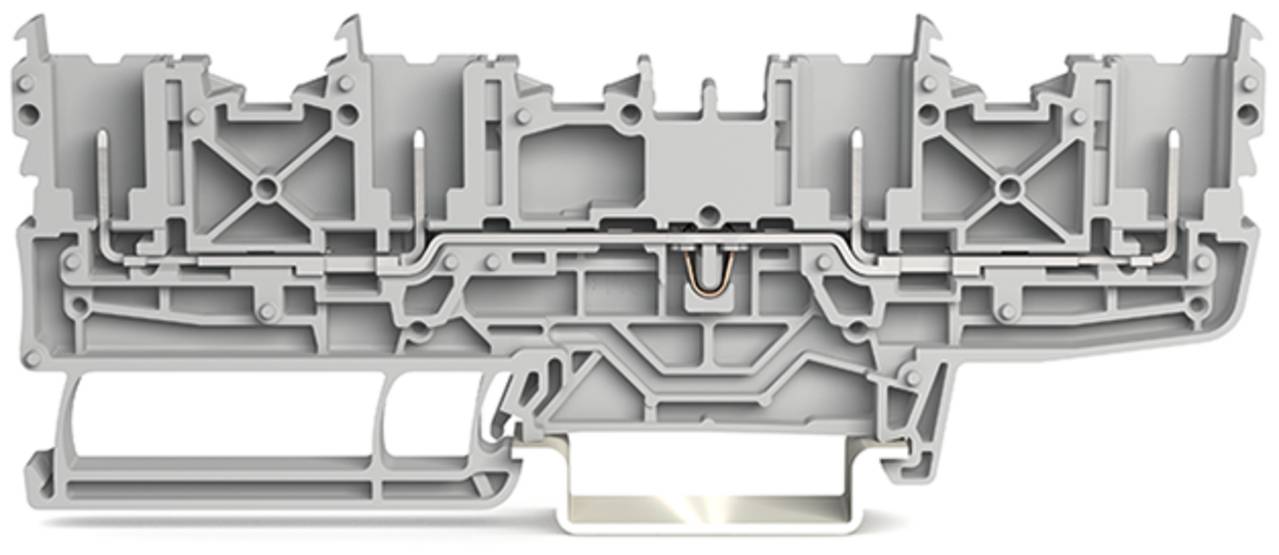Querschnittsbild eines komplexen elektrischen Klemmblocks, der die interne Struktur und das Design für sichere Drahtverbindungen hervorhebt.