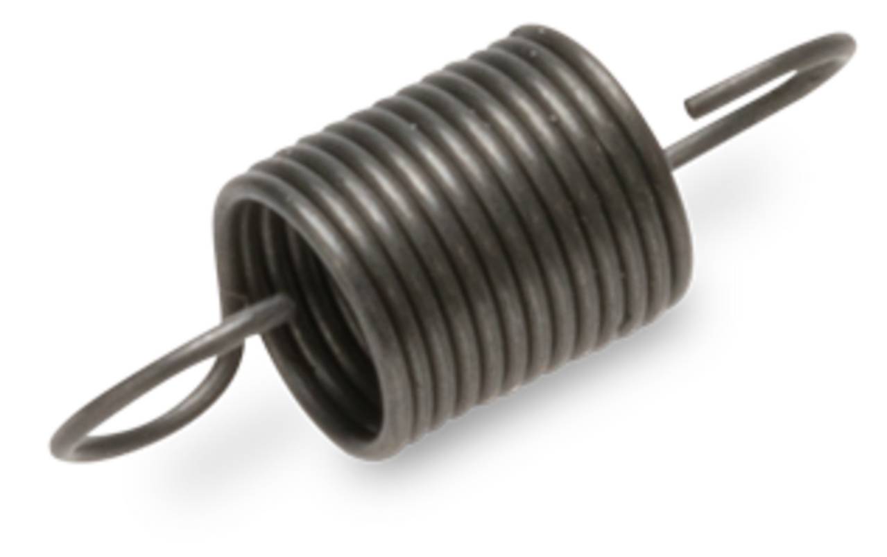 Eine eng gewundene Metallfeder mit Haken an beiden Enden, die für Zugbelastungsanwendungen konzipiert ist.