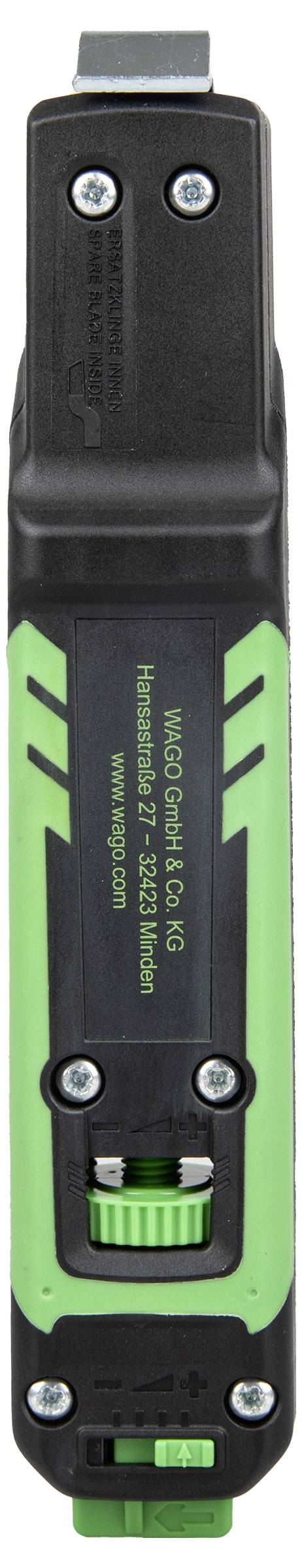 Ein grünes und schwarzes tragbares elektronisches Gerät mit Schaltflächen und Drehreglern, das in technischen Anwendungen zur Messung oder Kalibrierung verwendet wird.