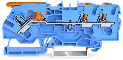 WAGO 2104-5304 - 3-Leiter-Durchgangsklemme, mit Hebel und Drücker 4,0 mm², blau