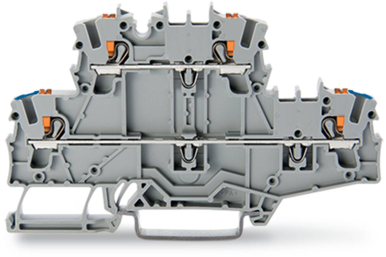 Mehrschicht-Klemmenblock mit Schraubanschlüssen, entwickelt für die elektrische Verteilung in industriellen Anwendungen.