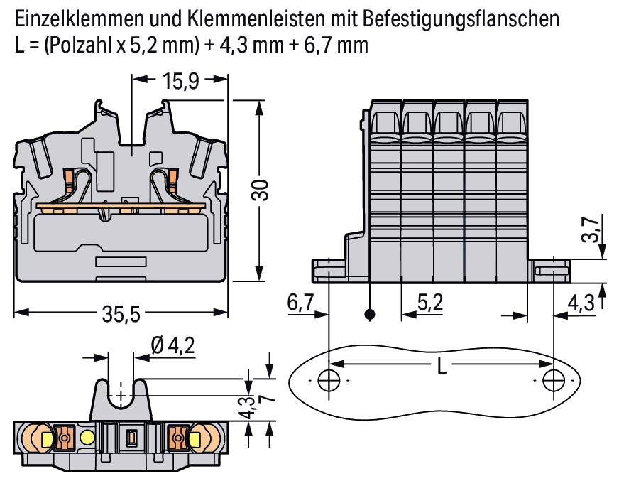 WAGO 2252-301 Durchgangsklemme 100St.