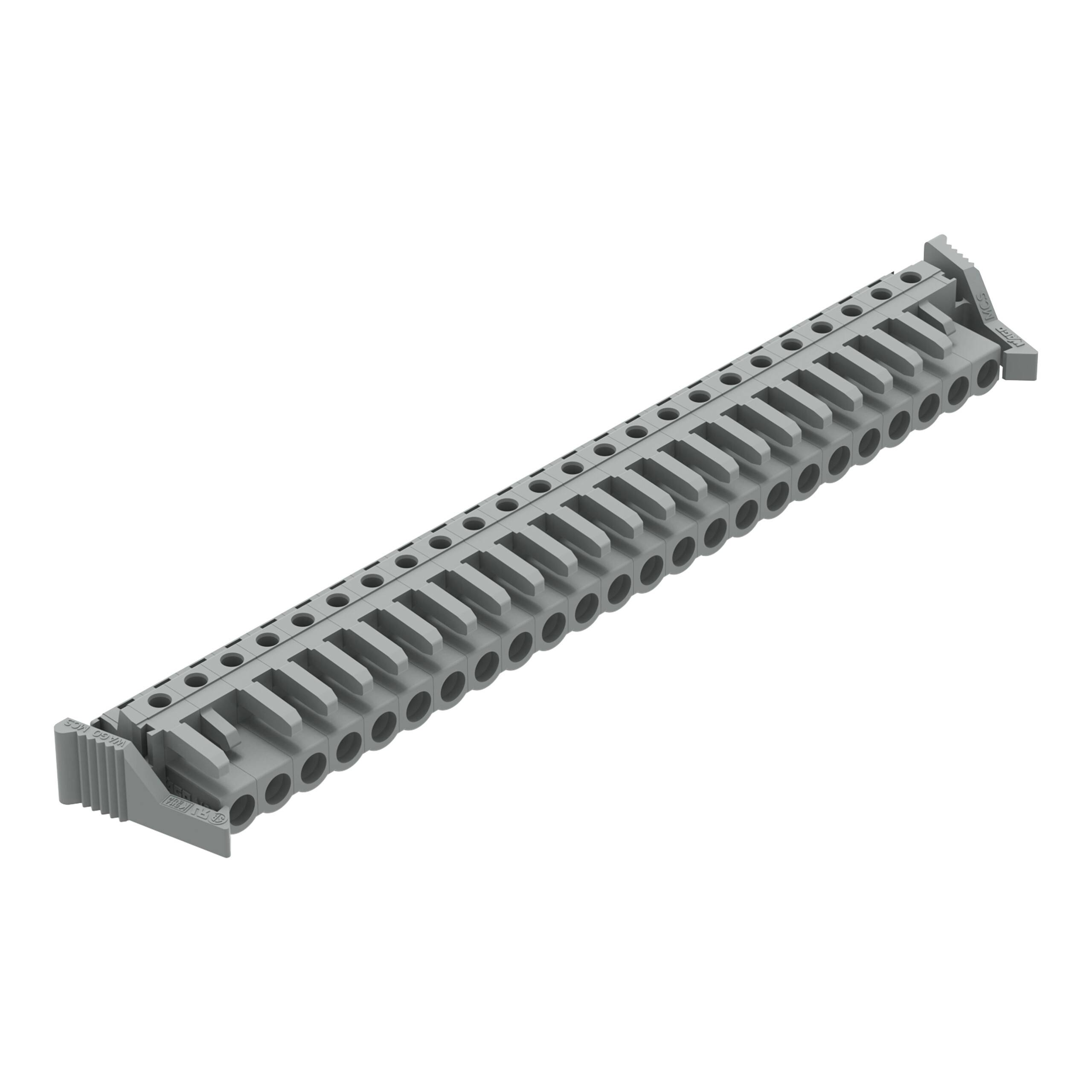 Ein grauer, länglicher LEGO Technic-Balken mit mehreren Löchern, konzipiert zum Verbinden anderer LEGO-Teile in Baukonstruktionen.
