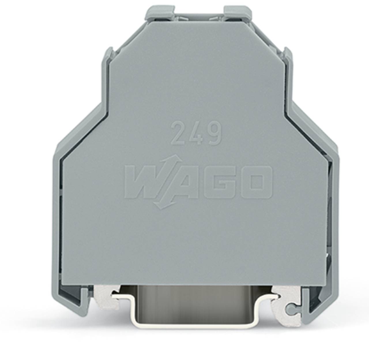 Grauer Wago-Klemmblock mit der Gravur „249