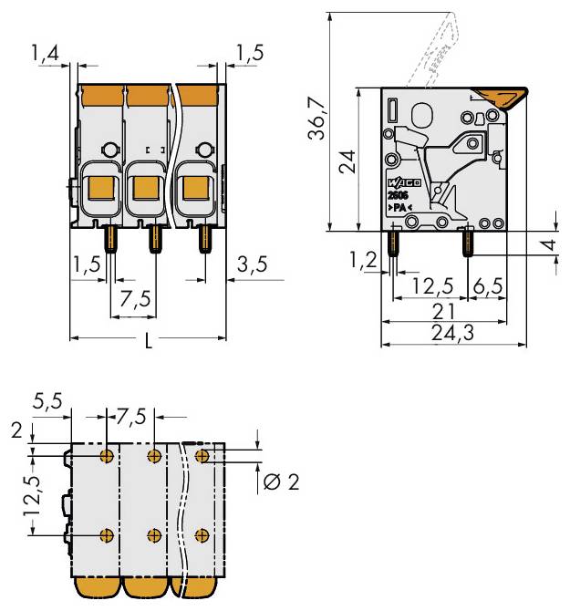 Klemmenblock-Schaltplan „WAGO 2606