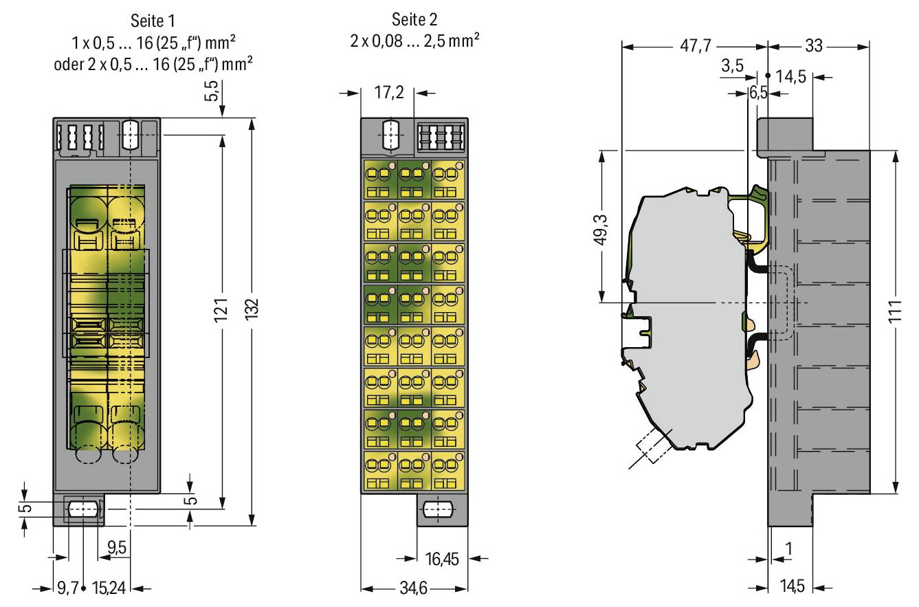 Diagramm zeigt eine Stecker- und Buchsenbaugruppe. Länge (L), Durchmesser (ø14,5), Abschnittslängen (45,5) und Schlüsselweite (SW13) gekennzeichnet.