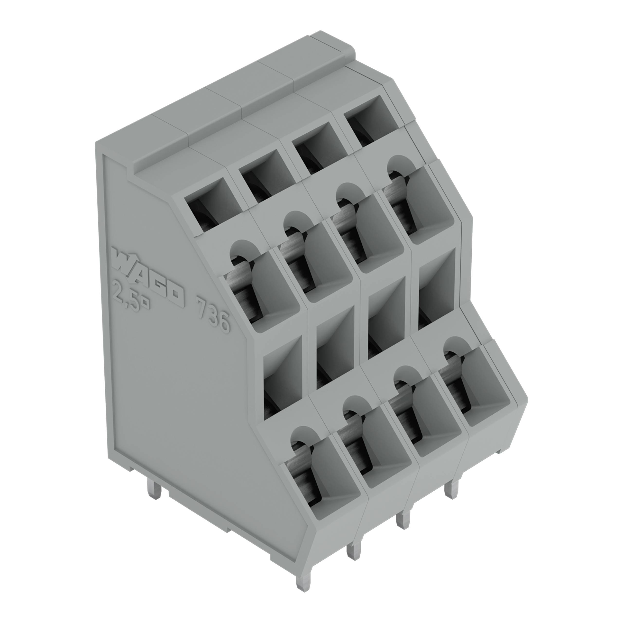 Ein grauer elektrischer Klemmleistenverbinder mit mehreren Anschllusspunkten, der zur Befestigung und Organisierung elektrischer Leitungen verwendet wird.