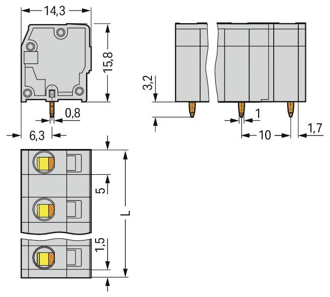 WAGO 739-3210 Leiterplattenklemme 40St.