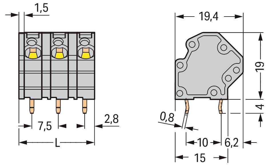 Technische Zeichnung einer 90-Grad-Rohrbiegung, beschriftet mit Maßangaben: Länge, Durchmesser (ø 10 mm) und spezifische Abschnitte (26 mm, 38,5 mm).
