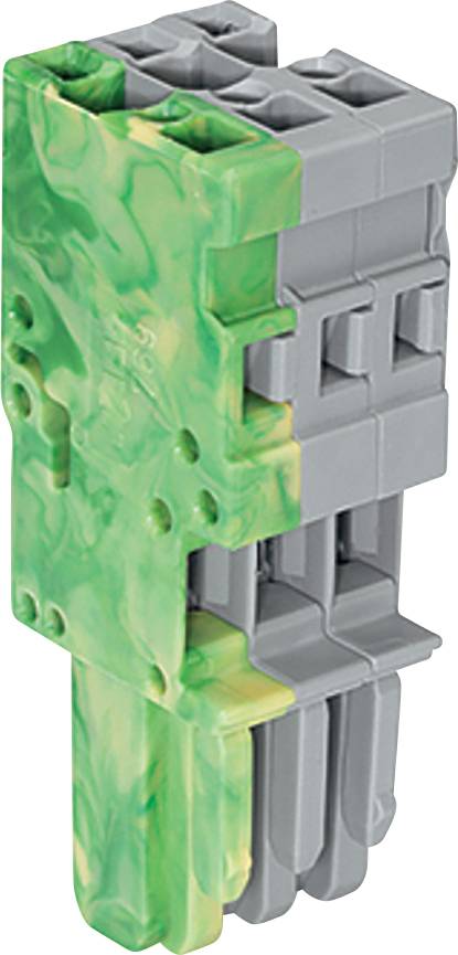 Ein graues und grünes Kunststoff-Steckbaustein-Teil mit einem marmorierten Muster auf dem grünen Bereich, wahrscheinlich für Konstruktion oder kreatives Spielen verwendet.