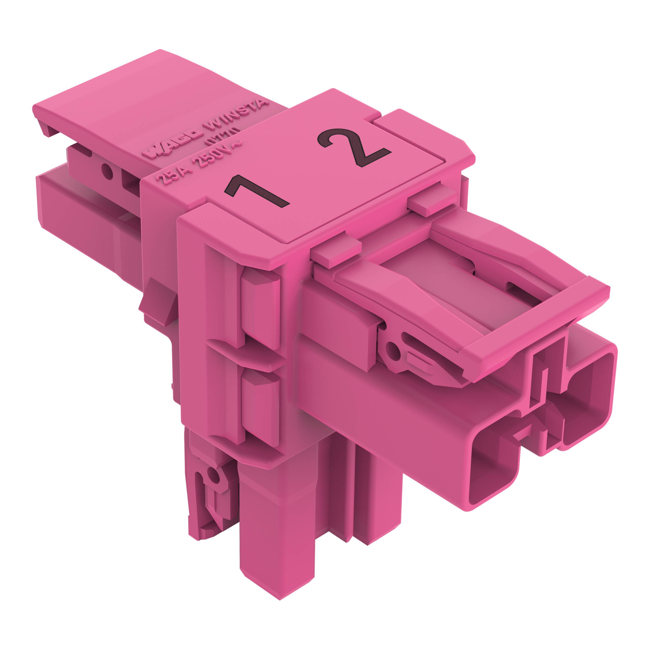 Ein rosa Elektrostecker mit den Nummern „1