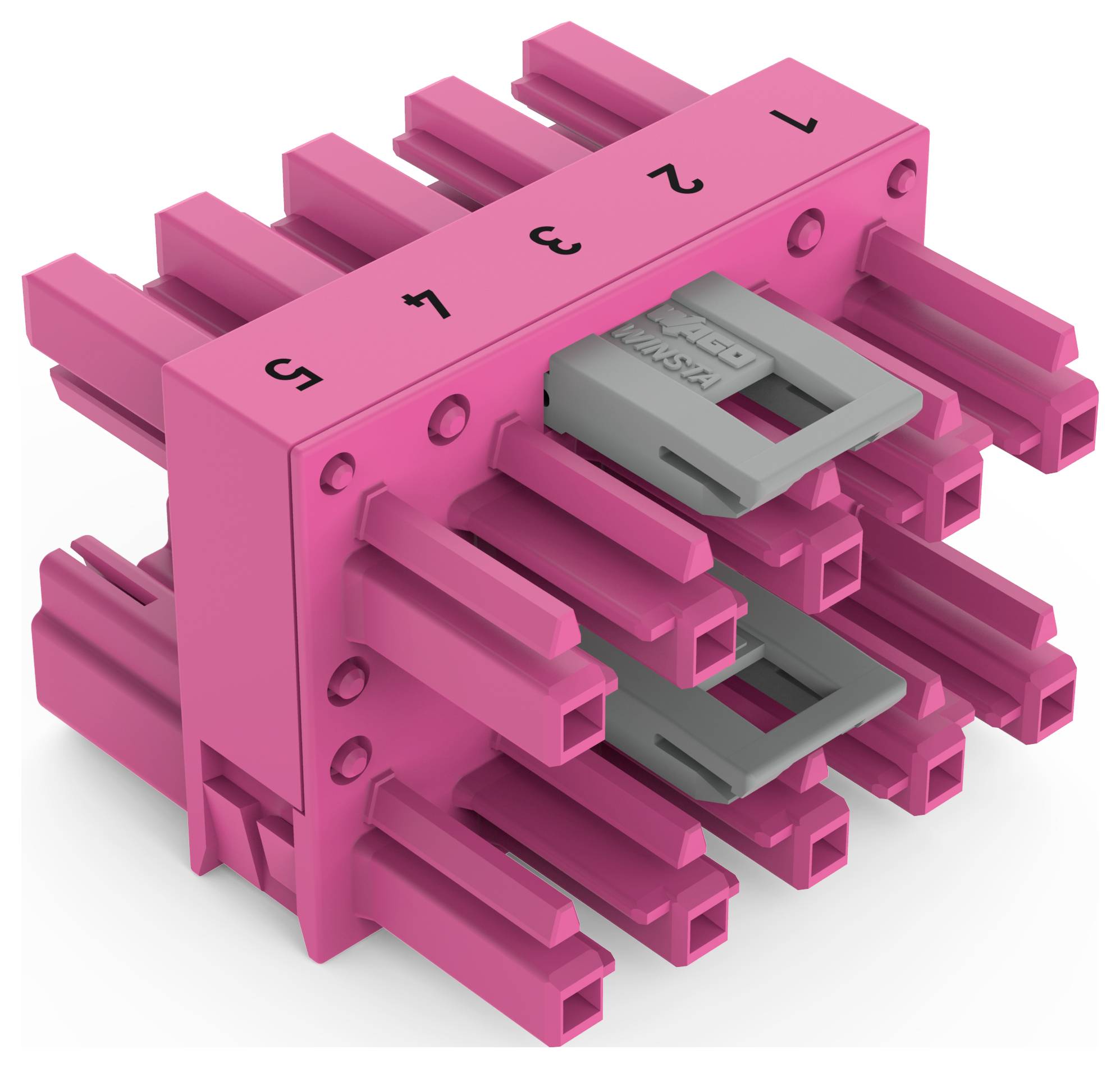 Rosa Block mit beschrifteten Schlitzen „1