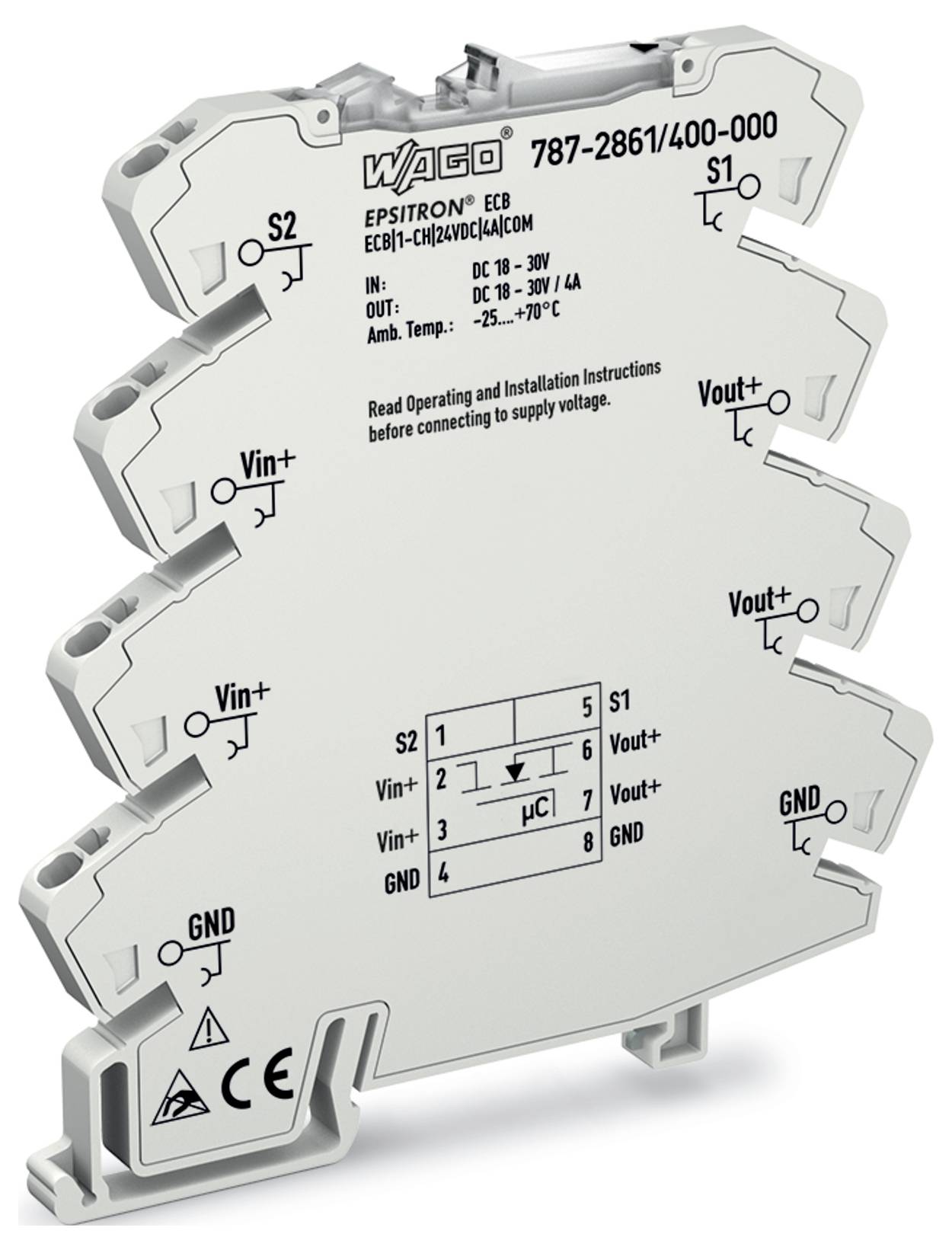 Technische Zeichnung eines Geräts mit drei M12-Anschlüssen auf Draufsicht und Unteransicht. Abmessungen betragen 63 mm Höhe und 31 mm Breite. Beinhaltet LED-Anzeige.