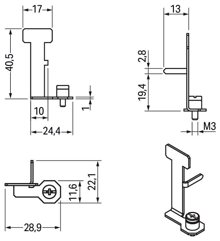 „Dreipoliger Wechselstrom-Stecker, dunkler Hintergrund.