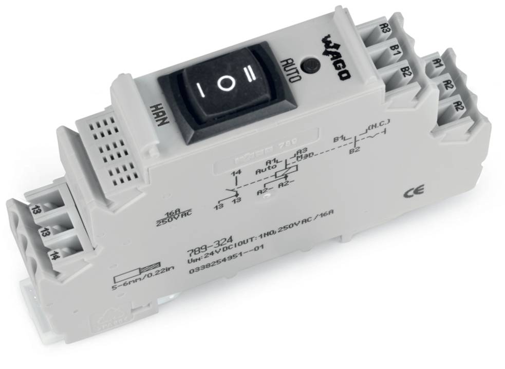 WAGO-Relaismodul mit schwarzem „AUTO