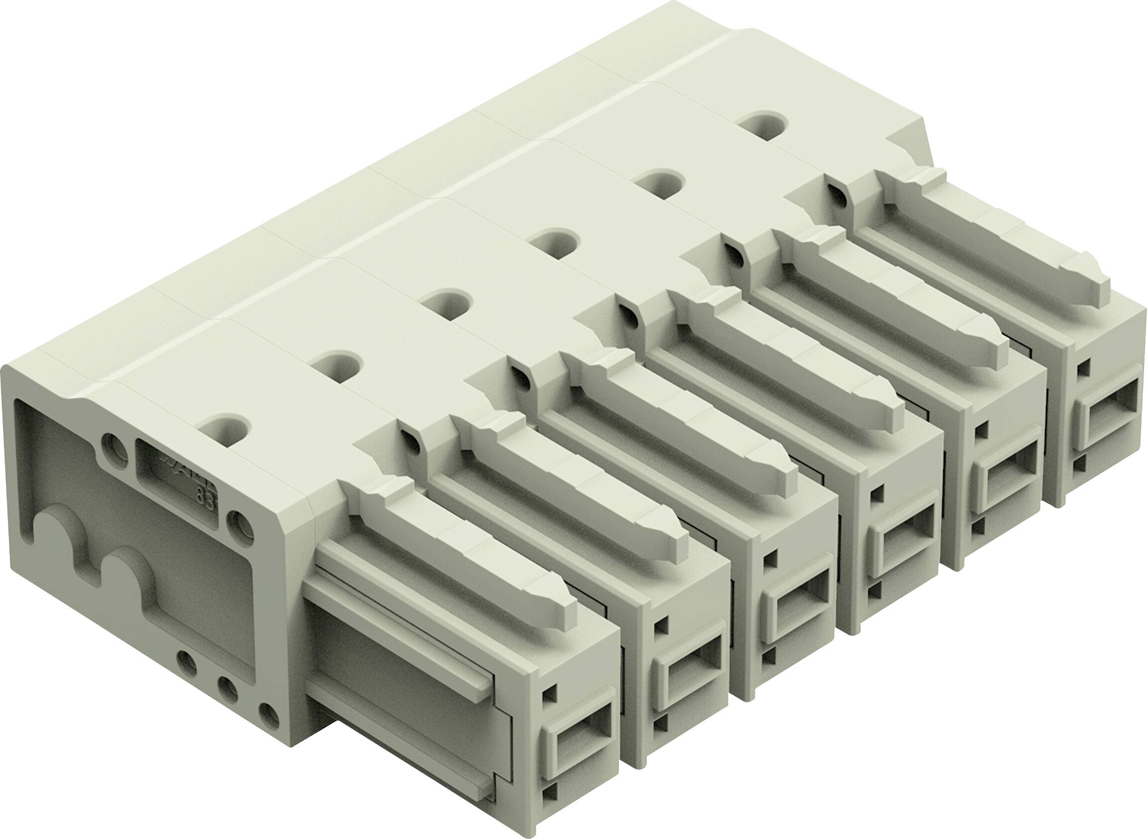 Ein sechspoliger elektrischer Stecker mit rechteckiger Bauform, geeignet für Verdrahtungs- oder Elektronikschaltungsanwendungen.
