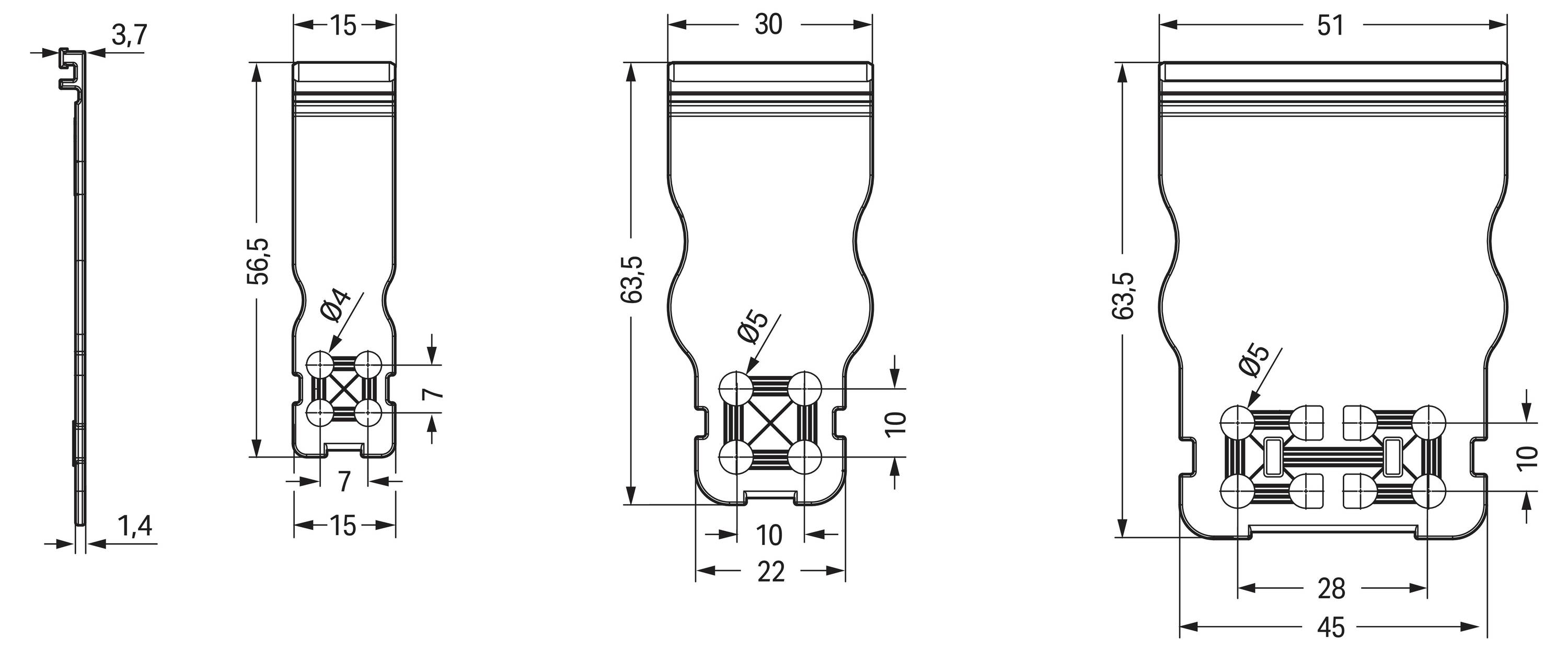 Technische Zeichnung eines Querschnitts mit Abmessungen: Breite 94 mm (3,68 Zoll), Höhe 81 mm (3,18 Zoll), Tiefe 6 mm (0,23 Zoll).