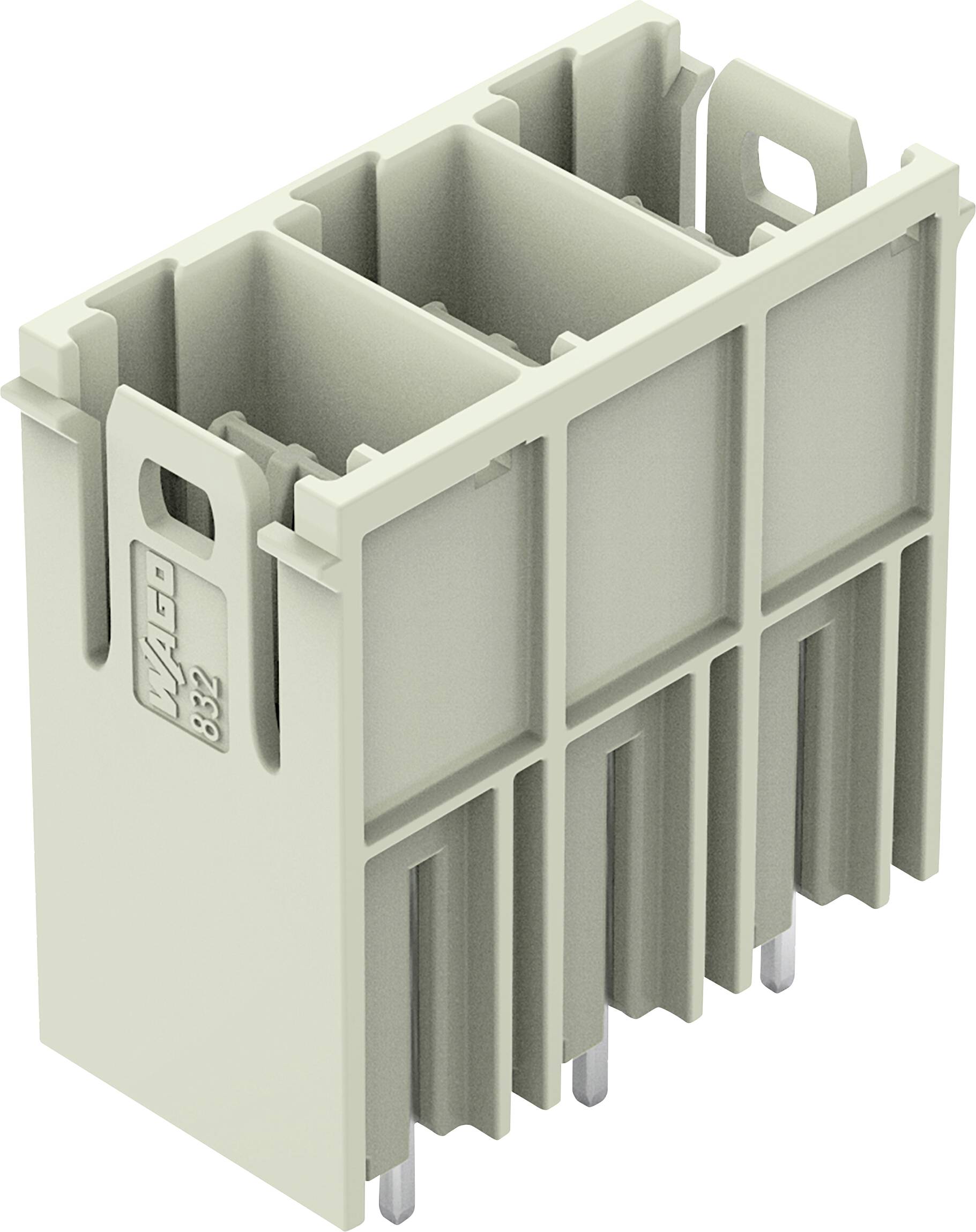 Ein schwarzer, rechteckiger elektrischer Stecker mit vier Reihen von je fünf quadratischen Buchsen, die weiße Akzente in jeder Buchse aufweisen.