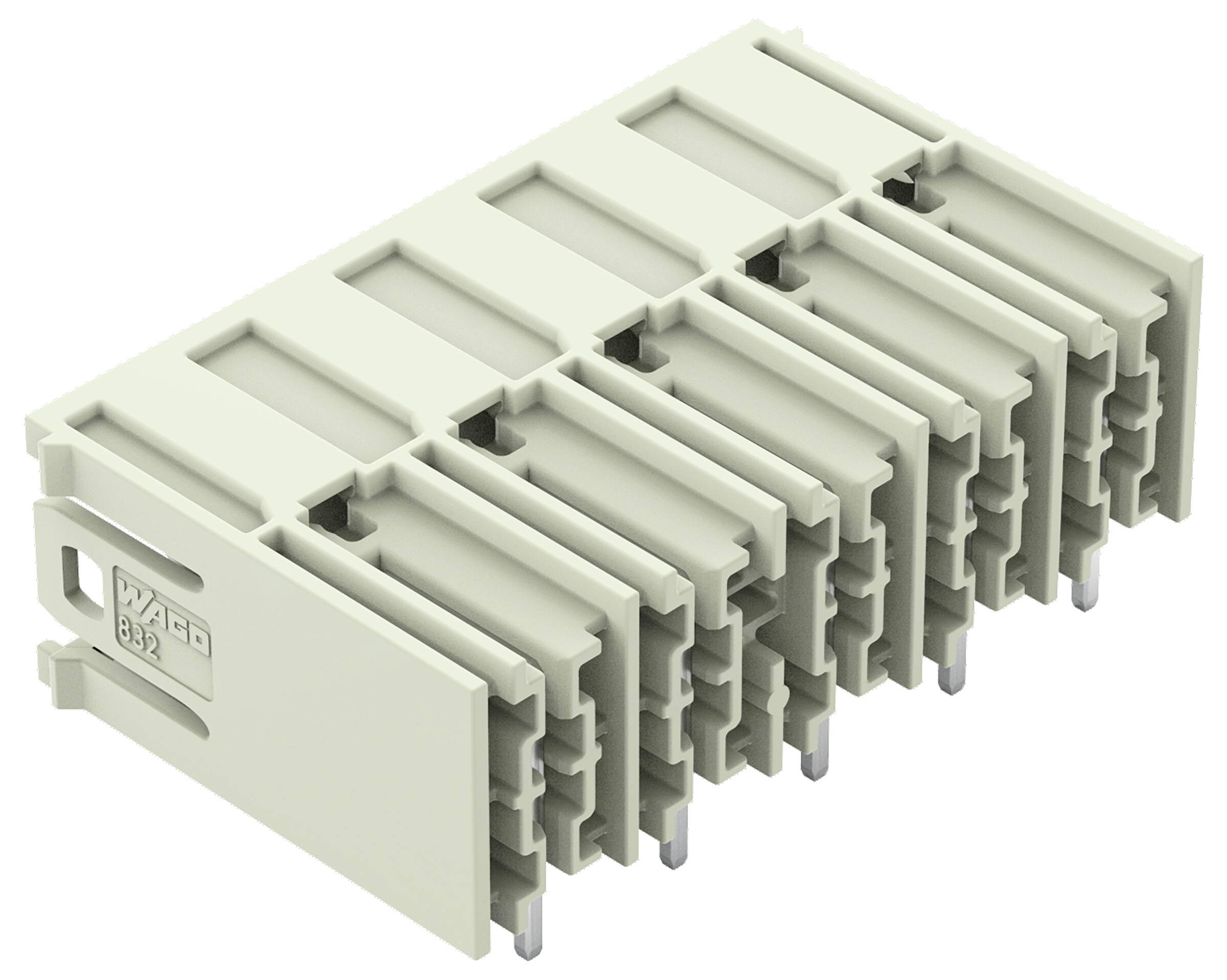 Diagramm eines elektrischen Steckers mit Abmessungen: Länge (L) ist die Anzahl der Pole mal Modulbreite, Breite 18,5 mm, Höhe 70 mm.
