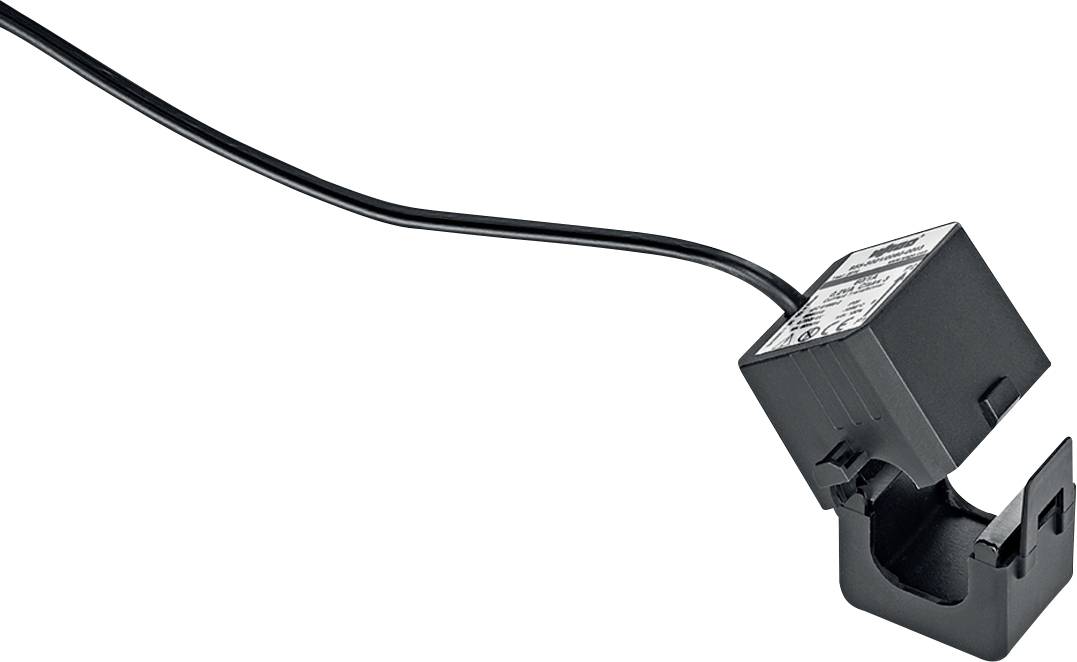 Ein schwarzes elektronisches Gerät mit einer Klemme und einem Draht, möglicherweise ein Sensor oder Stecker, der in elektrischen oder mechanischen Anwendungen verwendet wird.