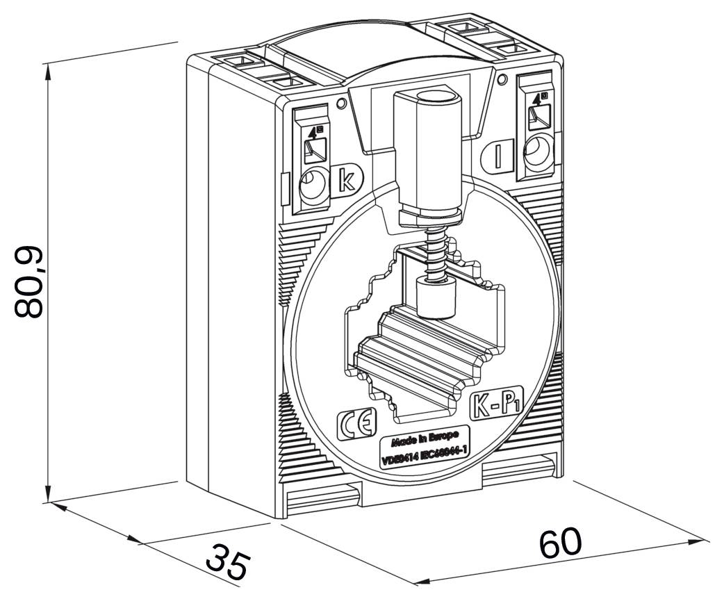 Technische Zeichnung einer Komponente mit Abmessungen: 91 mm (3,58 Zoll) Breite und 56 mm (2,2 Zoll) Höhe, dargestellt in einfacher Konturzeichnung.