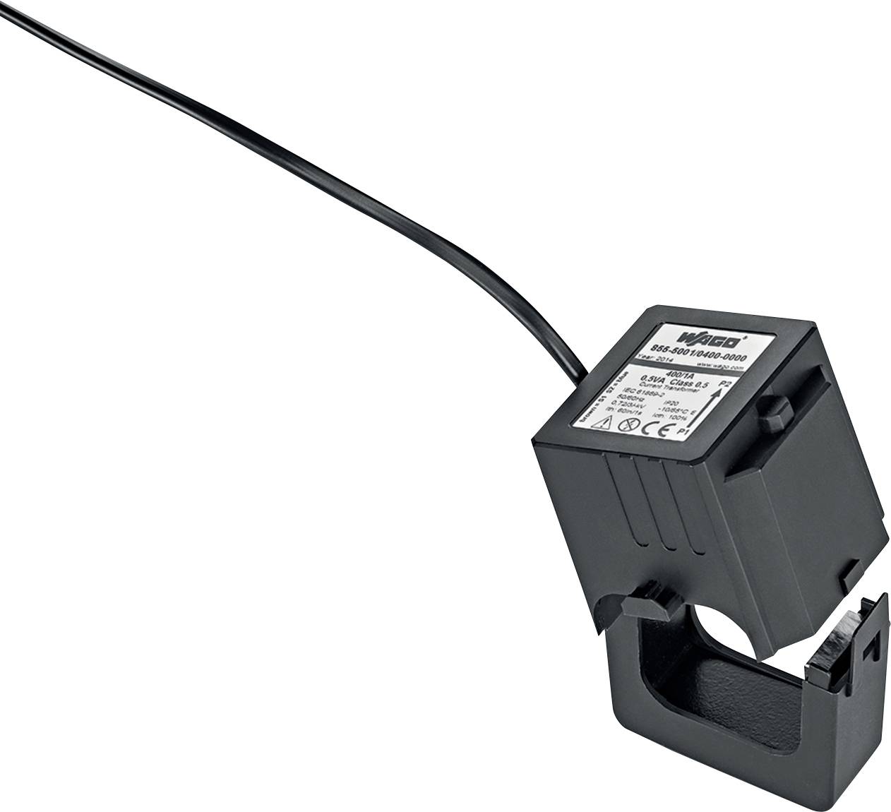 Ein schwarzer Stecker-Stromwandler mit der Bezeichnung 
