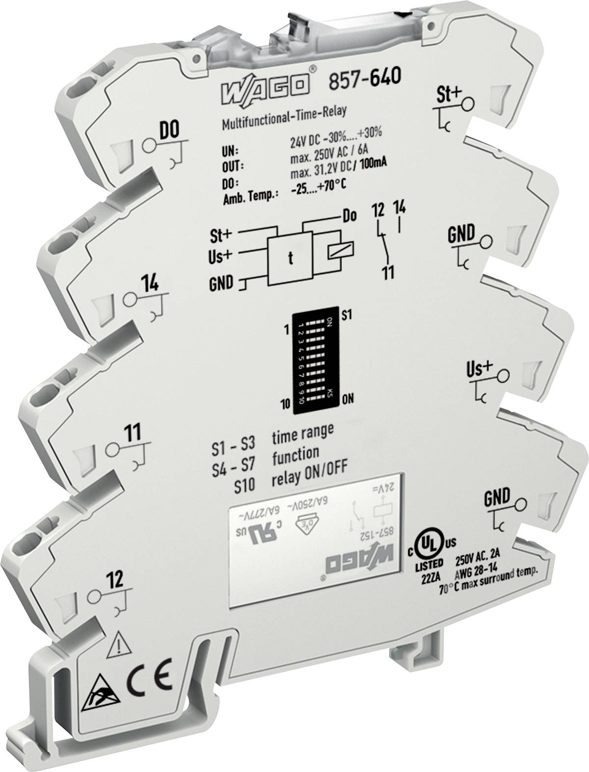 WAGO 857-979 Jumpflex-Modul mit Schraubklemmen beschriftet für Signal, Versorgung, GND und Temperaturbereich von -25°C bis 70°C.