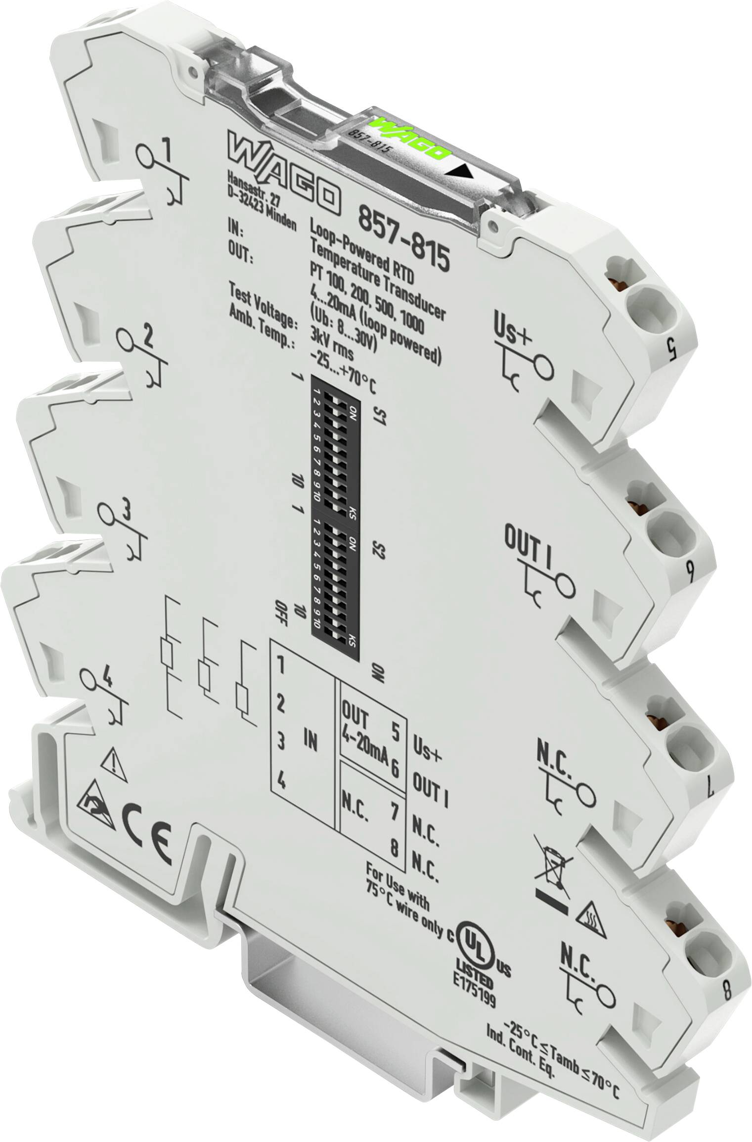 Ein durchsichtiges, kunststoffgehäuse eines elektrischen Relais mit sichtbaren internen Komponenten, einschließlich Spulendraht und einem Schaltplan der Stiftbelegung auf der Oberfläche.