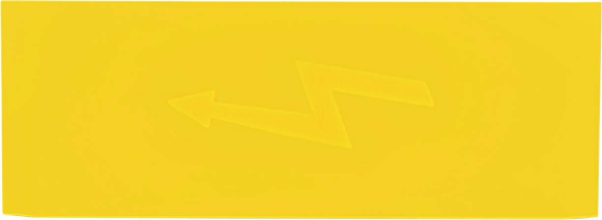 Ein gelber Hintergrund zeigt ein geprägtes Blitzdesign, das Energie oder Elektrizität symbolisiert.