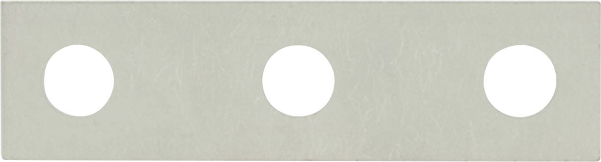 Eine rechteckige Metallhalterung mit drei gleichmäßig verteilten Bohrungen, die zur strukturellen Abstützung oder Befestigung in Bauprojekten verwendet wird.