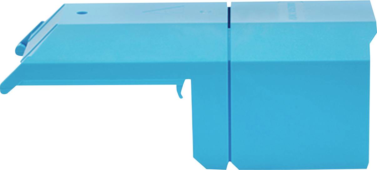 Ein blauer Kunststoff-Eiskratzer zum Reinigen von Glaspaneelen.