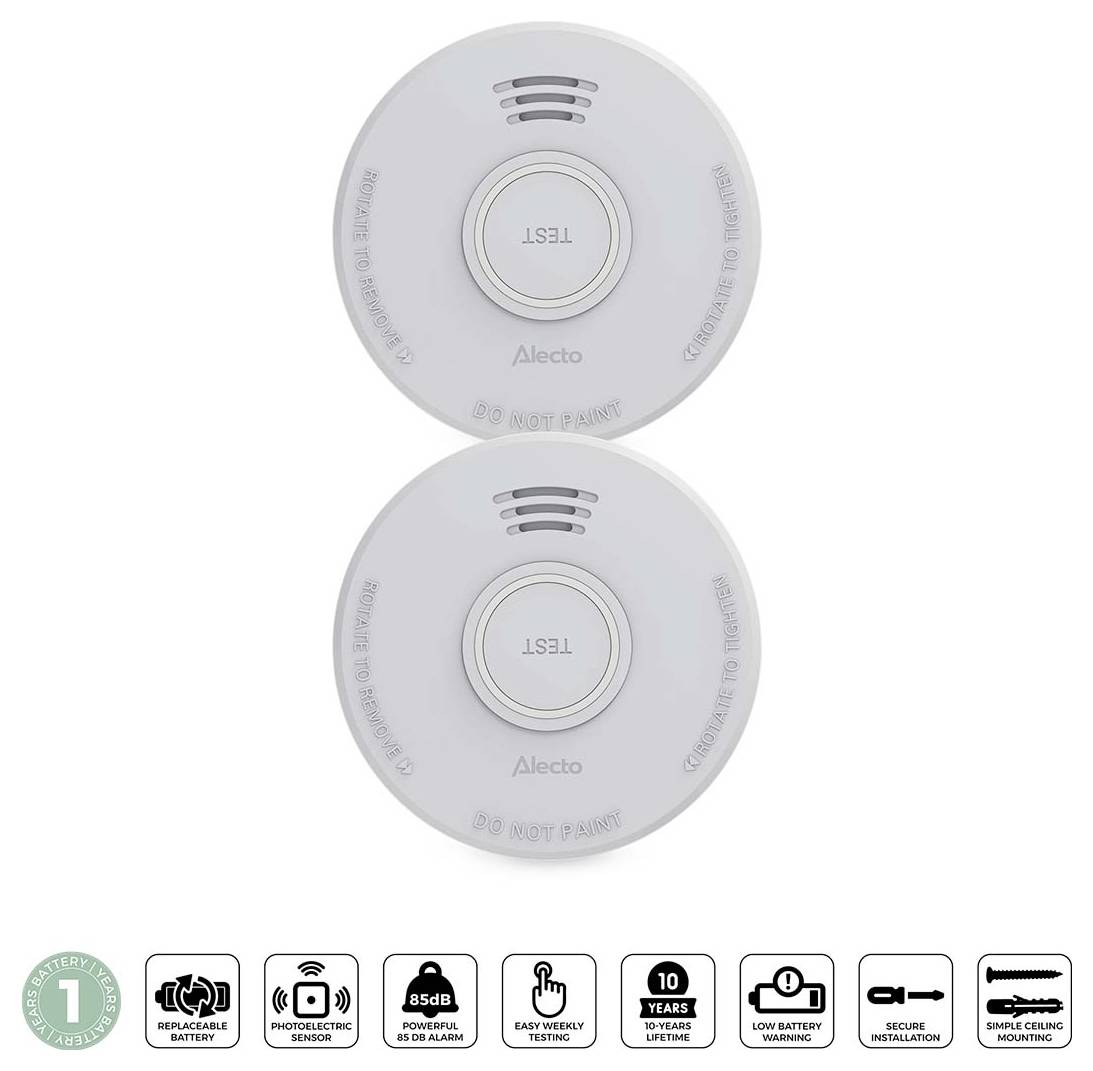 Zwei weiße Rauchmelder mit 