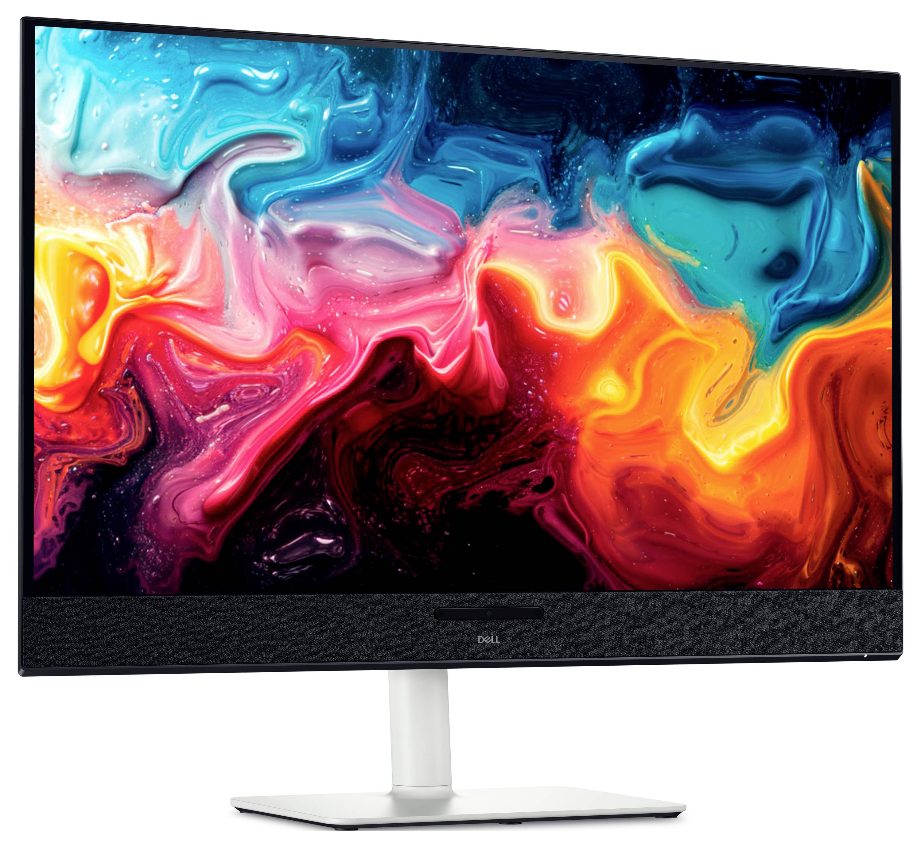 Ein eleganter schwarzer Computermonitor von der Seite betrachtet, der sein dünnes Profil und seinen verstellbaren Ständer zeigt.