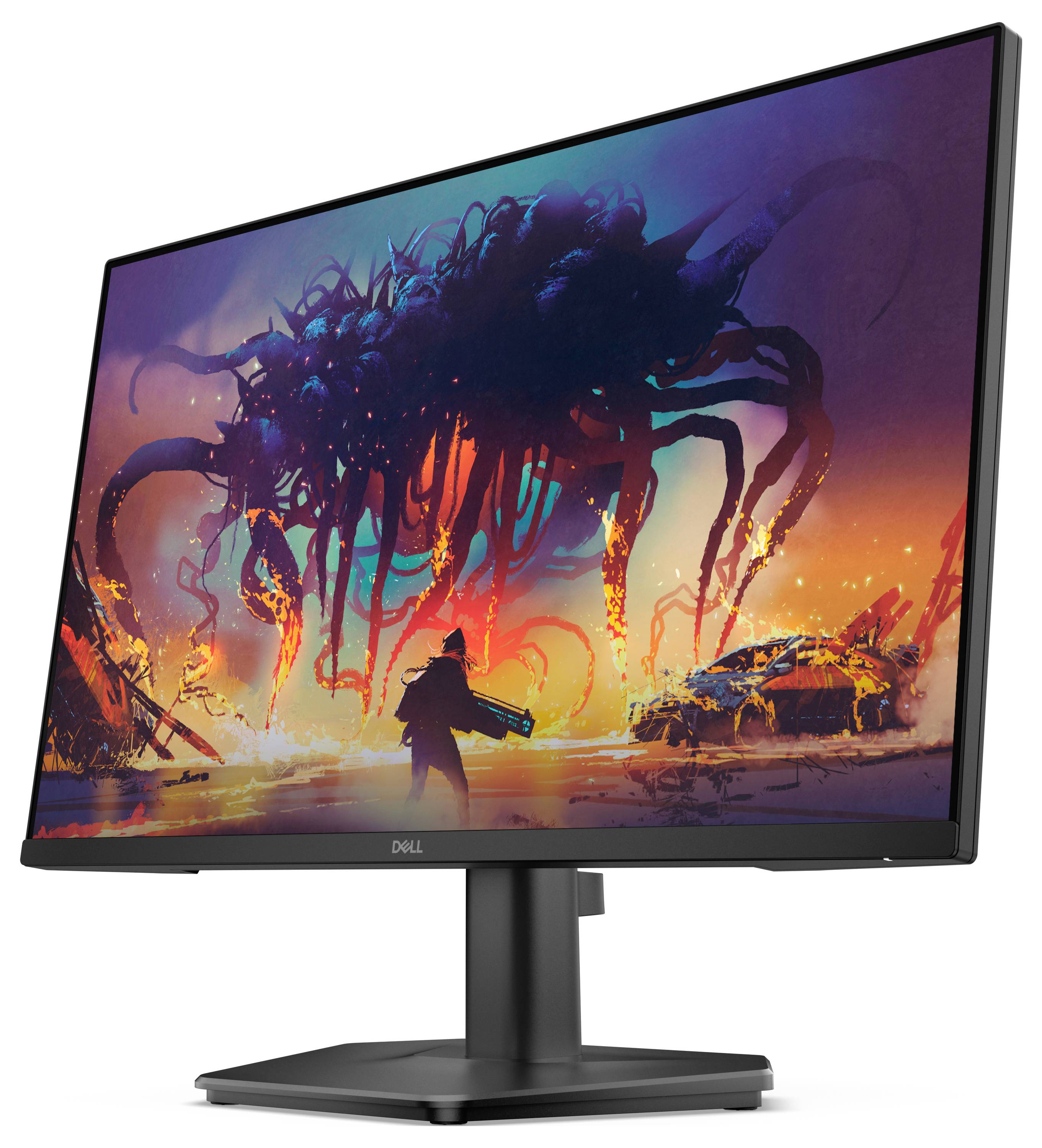 Seitenansicht eines dünnen Computermonitors auf einem Ständer, der sein schlankes Design zeigt.