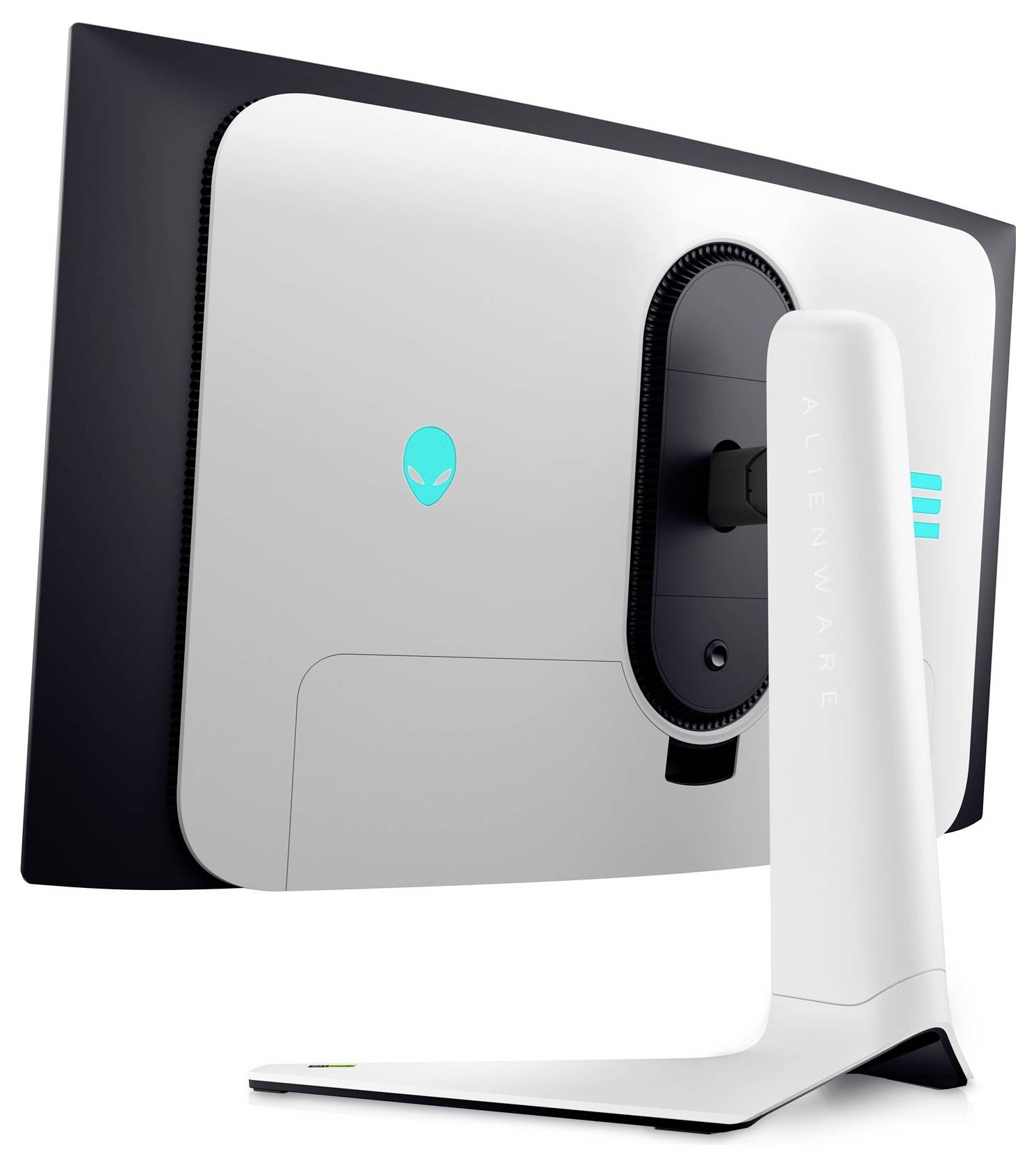 Seitenansicht eines schlanken, modernen Computermonitors mit minimalistischem Ständerdesign, das Eleganz und Kompaktheit unterstreicht.