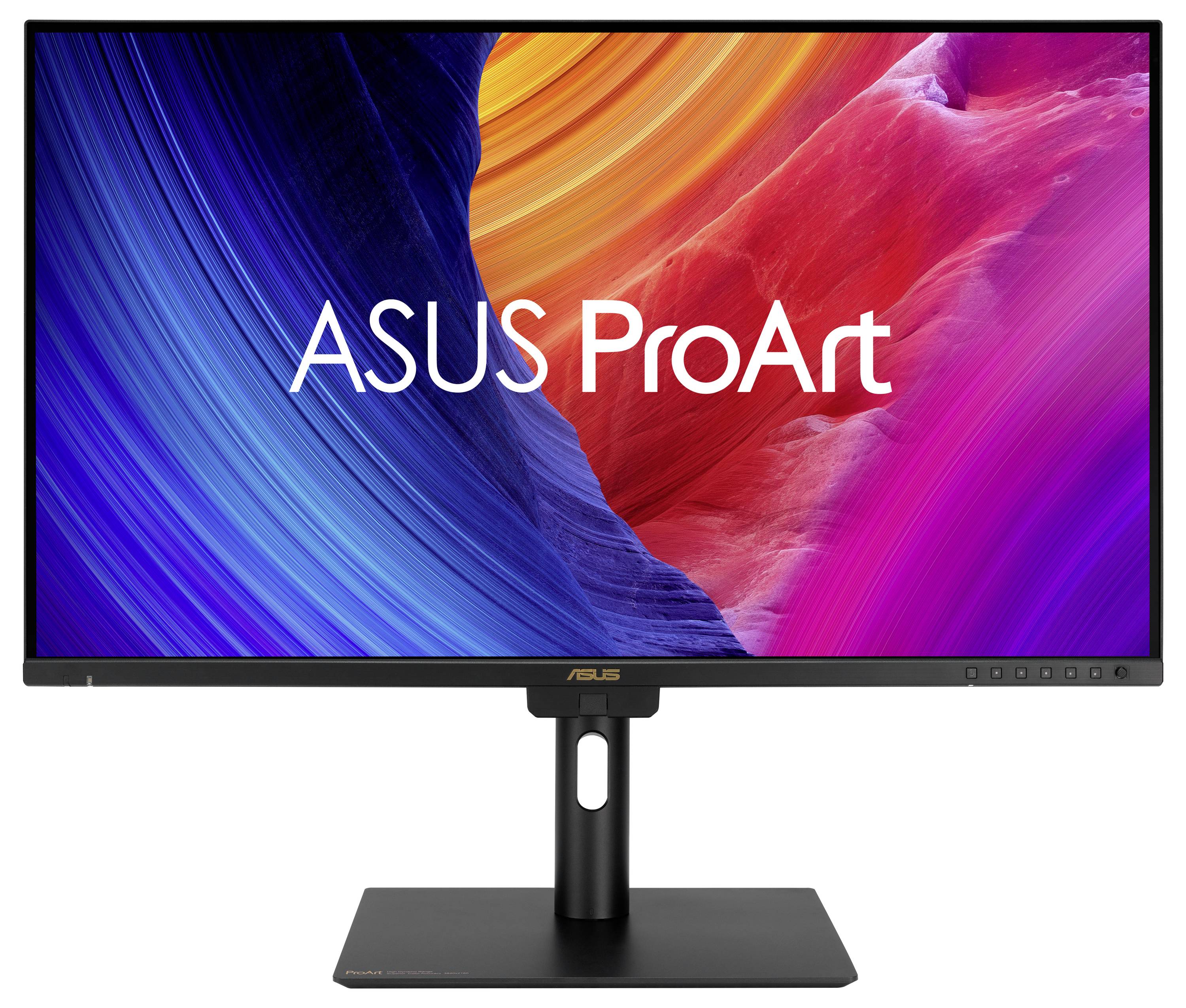 Ein schwarzer Gaming-Monitor mit dem Markenlogo auf der Rückseite verfügt über ein elegantes, kantiges Design. Der Ständer ist stabil und stützt den Bildschirm.