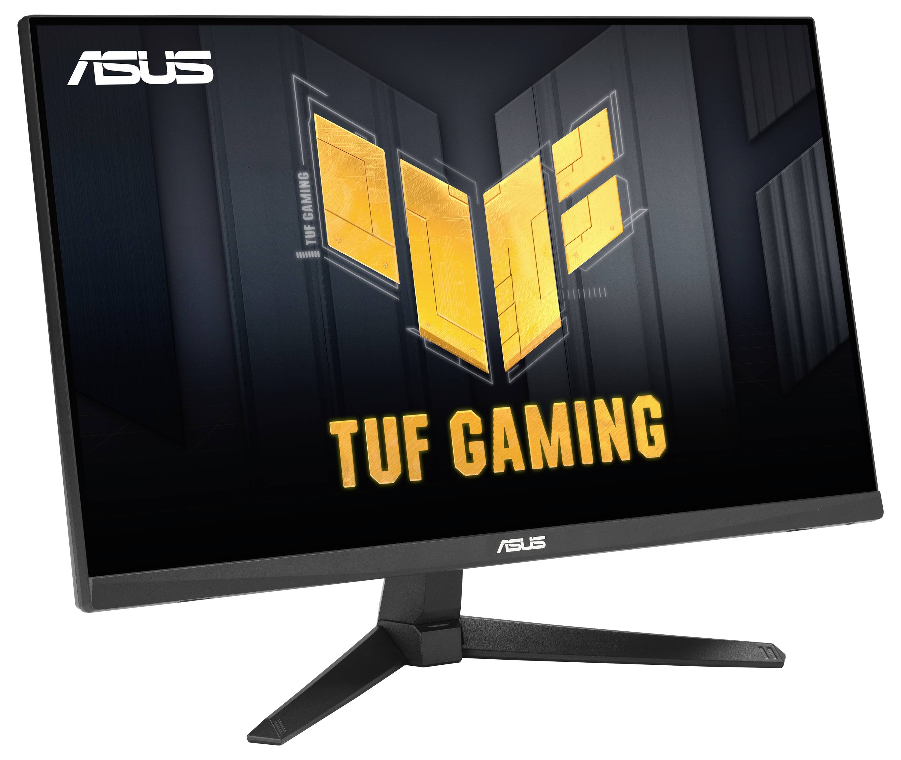 Ein Computermonitor zeigt eine Stadtsilhouette mit 