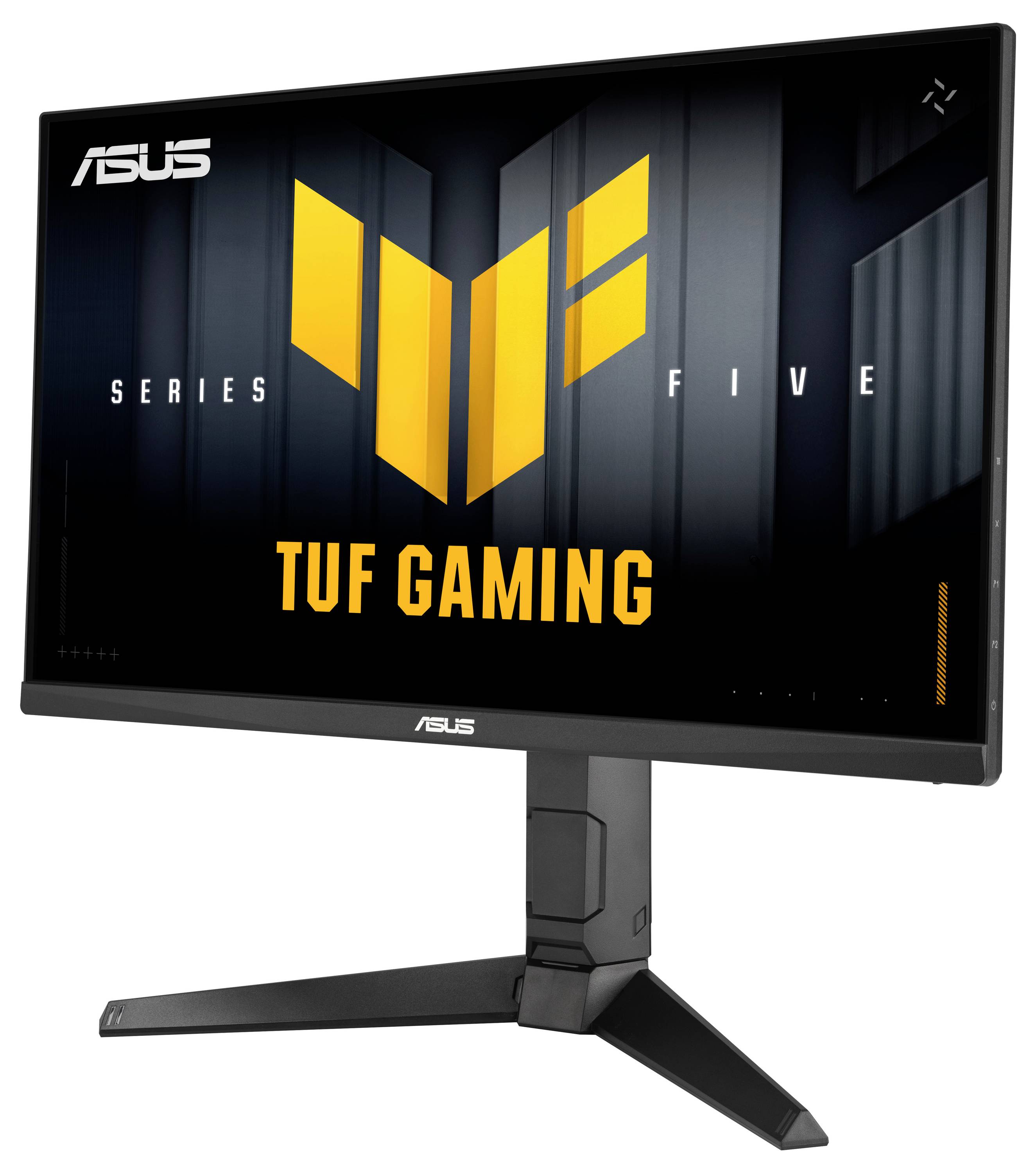 Ein Computermonitor mit dem Asus TUF Gaming Logo, mit dem Text „Series Five