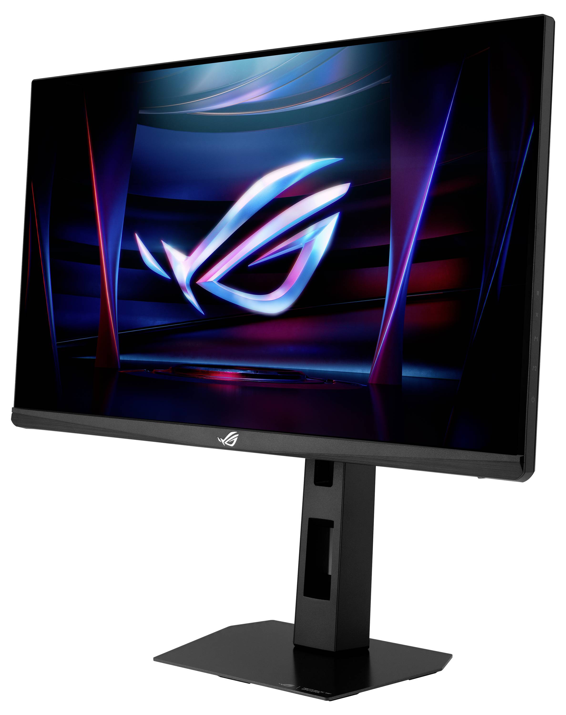 Ein Computermonitor zeigt lebendige, farbenfrohe abstrakte Kunst mit dem Text „ASUS ProArt