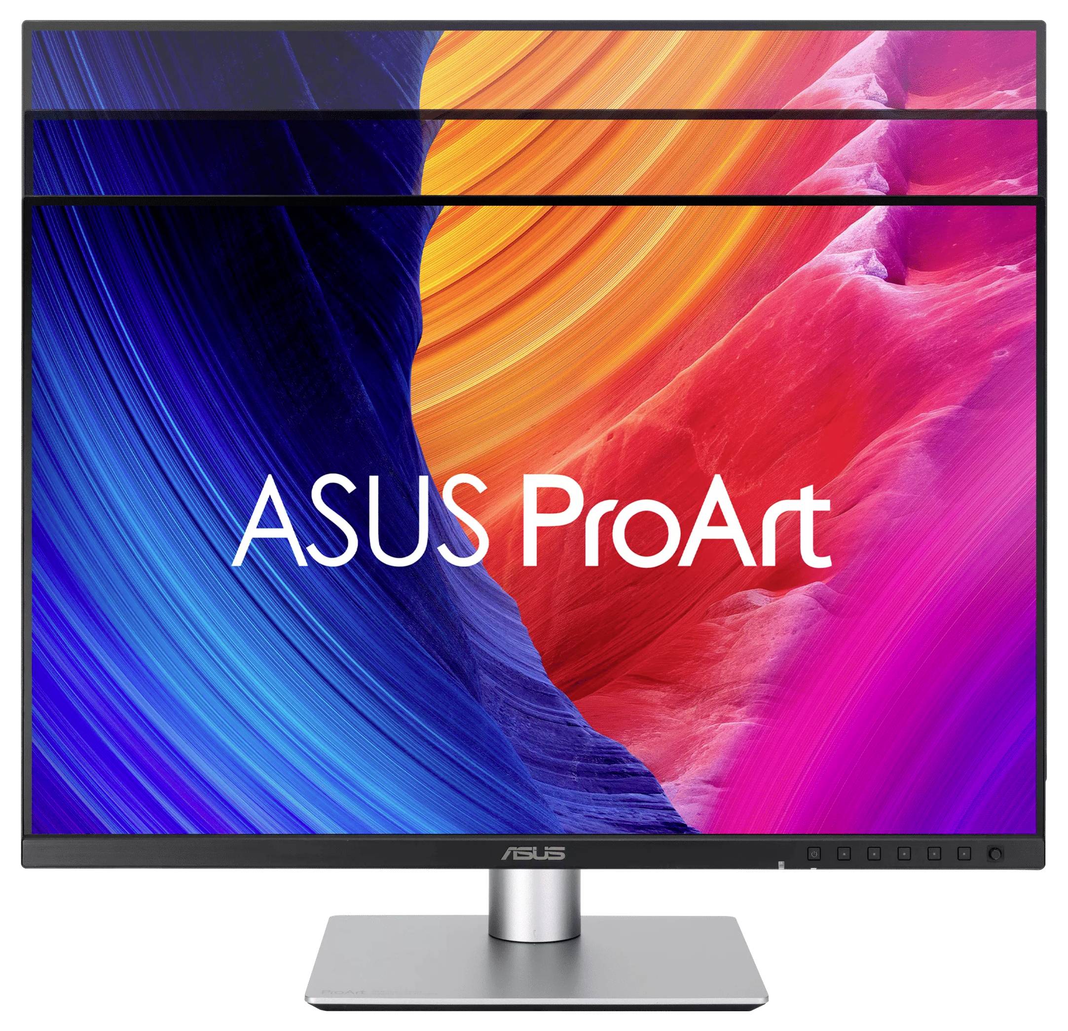 ASUS ZenScreen-Display, das ein lebendiges Bild einer Stadtlandschaft zeigt, die von einem Flugzeugfenster aus betrachtet wird, mit farbenfrohen Himmeln und Stadtlichtern.