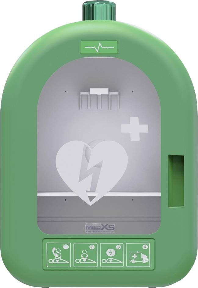 MEDX5 Universal AED-PVC-Innenwandkasten mit akustischem und optischem Alarm, grün DEFI-Wandkasten Innenbereich PVC