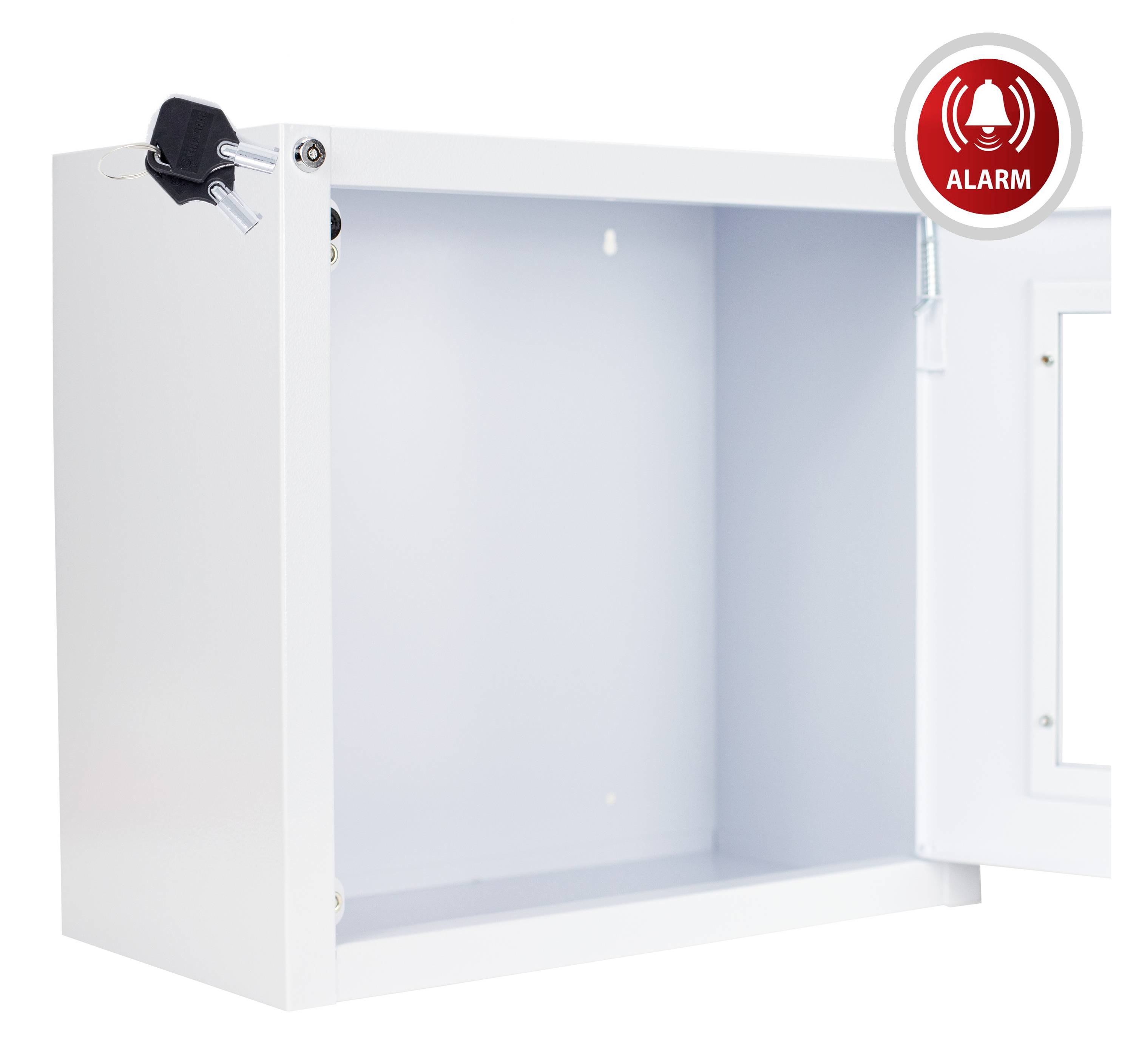 MEDX5 Universal Defibrillator (AED) Metallwandkasten für Innen, mit Alarm, weiß DEFI-Wandkasten Stahlblech