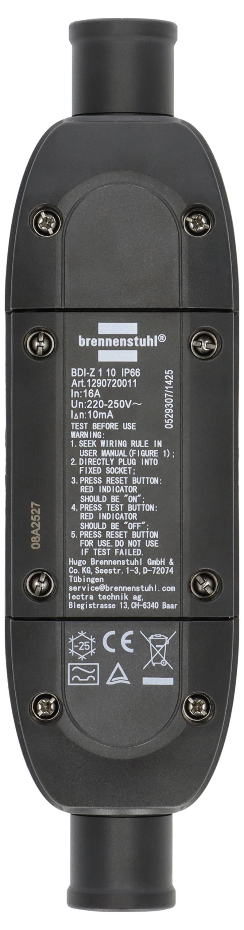 Brennenstuhl 1290720011 Personenschutz-Zwischenschalter PRCD 230V Schwarz IP66