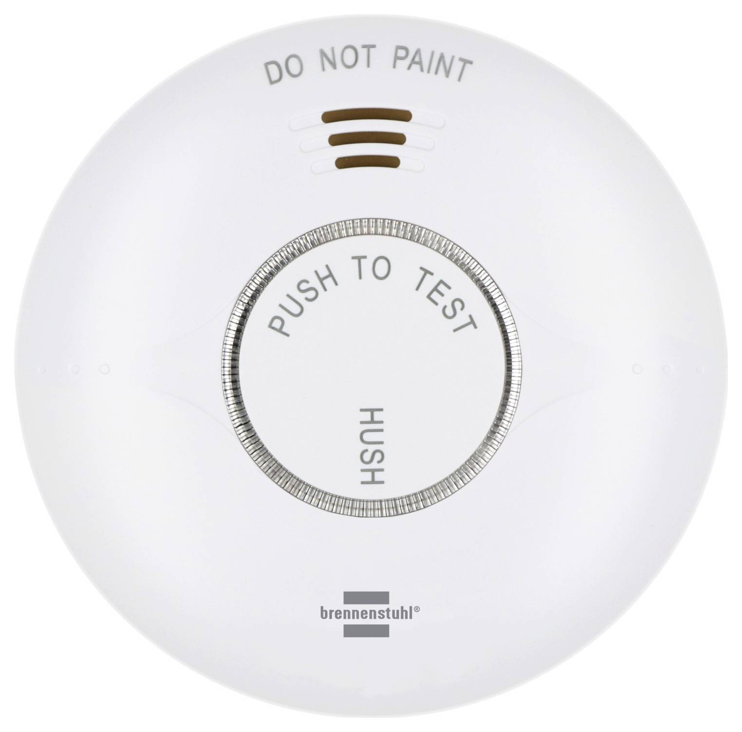 Rauchmelder mit zentraler Taste mit der Aufschrift 