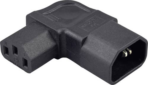TRU COMPONENTS Adapter Kaltgeräte-Buchse C13 - Kaltgeräte-Stecker C14 Gesamtpolzahl: 3 Schwarz 1 St